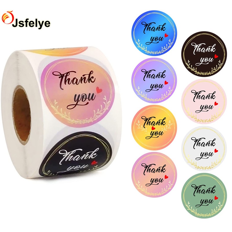 1.5 inch Assorted Color Round Adhesive 5 Unique Designs Birthday Family Celebrations Thank You Labels