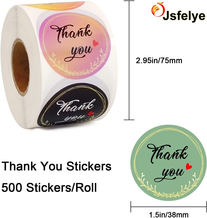 1.5 inch Assorted Color Round Adhesive 5 Unique Designs Birthday Family Celebrations Thank You Labels