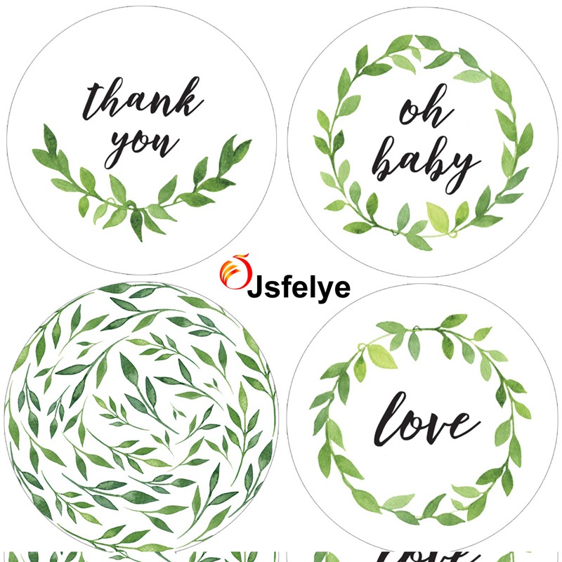 1.75 inch Greenery Thank You Stickers Baby Shower Favor Labels