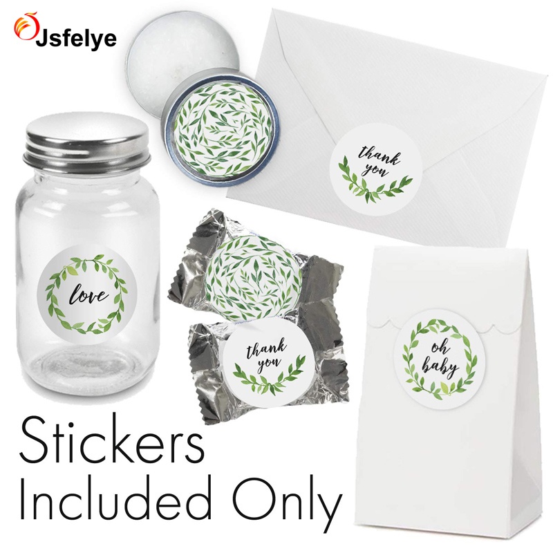 1.75 inch Greenery Thank You Stickers Baby Shower Favor Labels