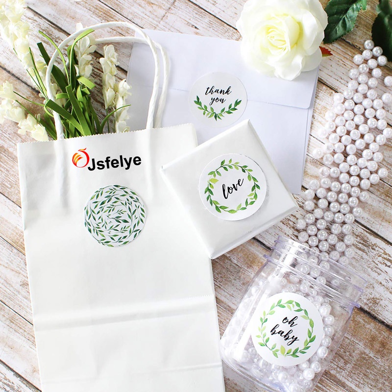 1.75 inch Greenery Thank You Stickers Baby Shower Favor Labels