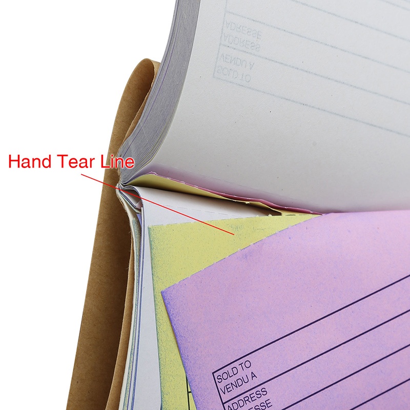 A4 size High Quality Professional Company NCR paper Invoice Receipt Book-5 pieces rolling serial number