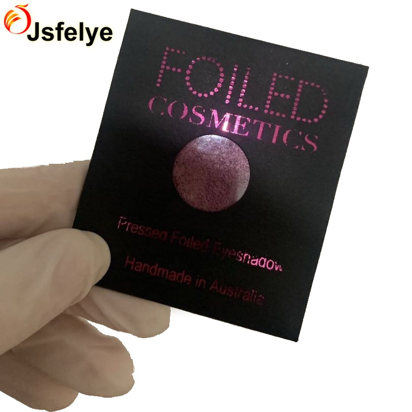 Eyeshadow packaging envelope with matte lamination on black cardstock foiled with clear PVC window in the front