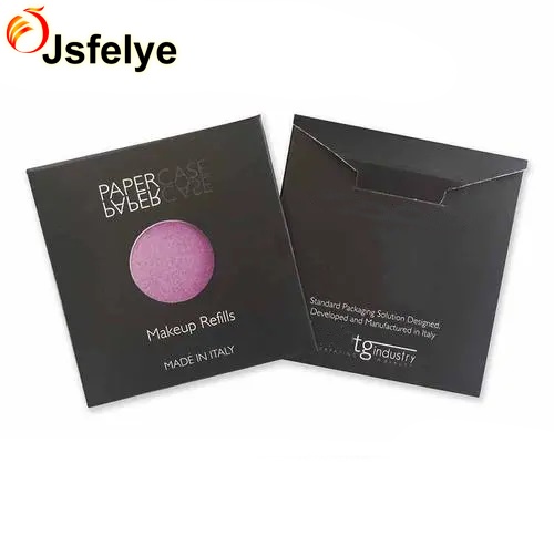 Eyeshadow packaging envelope with matte lamination on black cardstock foiled with clear PVC window in the front