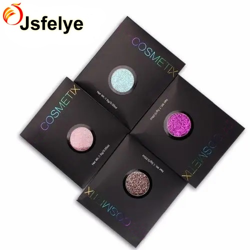 Eyeshadow packaging envelope with matte lamination on black cardstock foiled with clear PVC window in the front