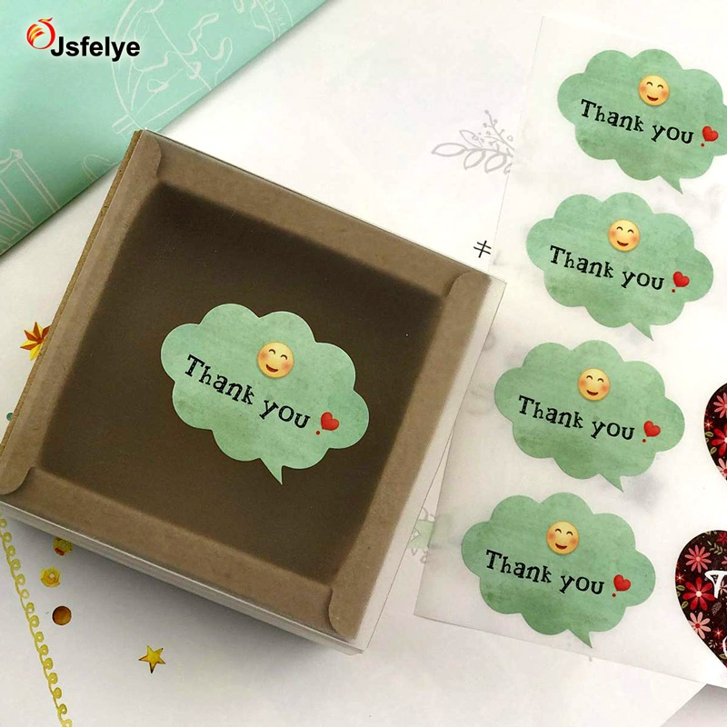 Self Adhesive thank you rectangle Square Die Cut Custom sticker