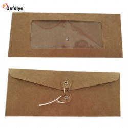 #10 Business Premium Envelopes with Button and String Closure Brown Kraft Paper