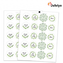 1.75 inch Greenery Thank You Stickers Baby Shower Favor Labels