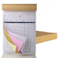 A4 size High Quality Professional Company NCR paper Invoice Receipt Book-5 pieces rolling serial number