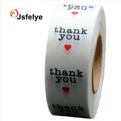 Clear Circle Thank You Stickers with Red Heart 1 Inch Round Adhesive Labels