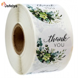 Custom Design Round Adhesives Thank You Floral Sticker Labels