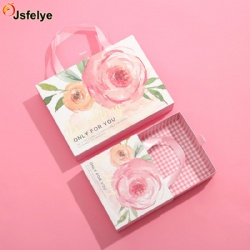 Custom Pink design Elegant Floral Paper flower Drawer Packaging Box