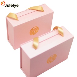 wholesale retail luxury pink gold card paper packaging logo printed magnetic gift box with ribbon